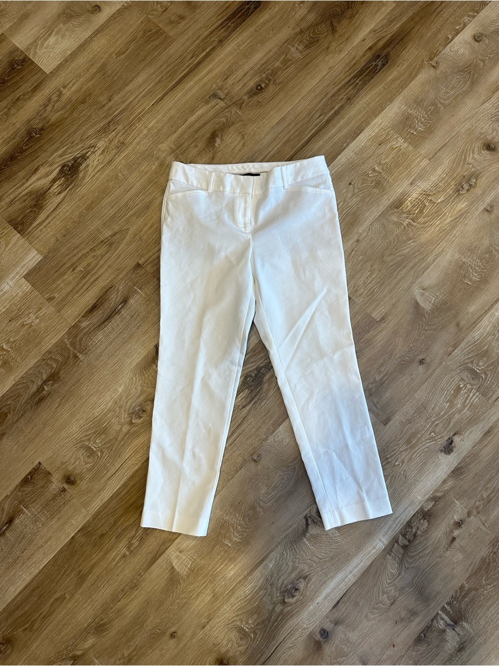 Talbots White Pants with Tan Waistband Trim